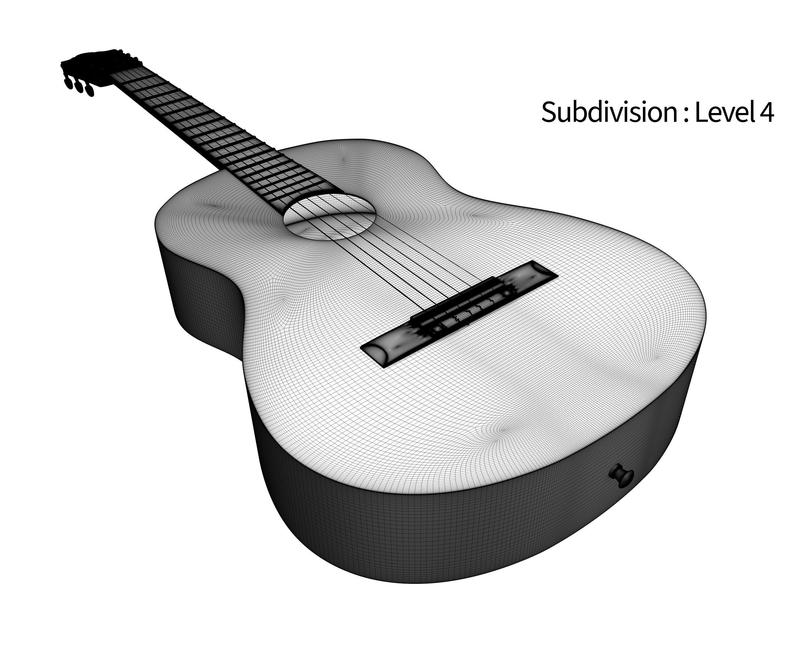 Black Classic Guitar Low-poly 3D model_28