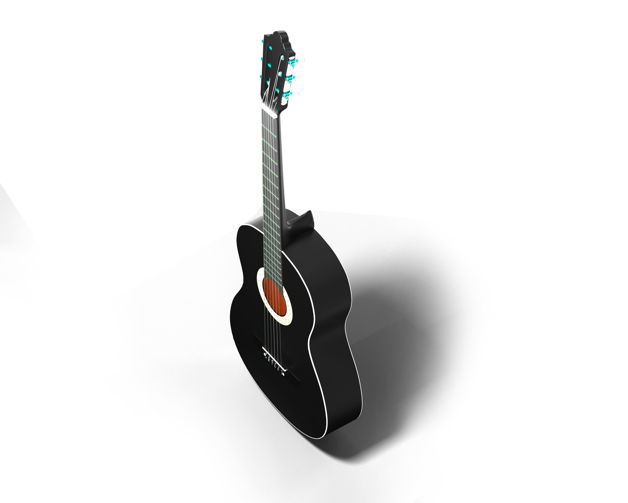 Black Classic Guitar Low-poly 3D model_8