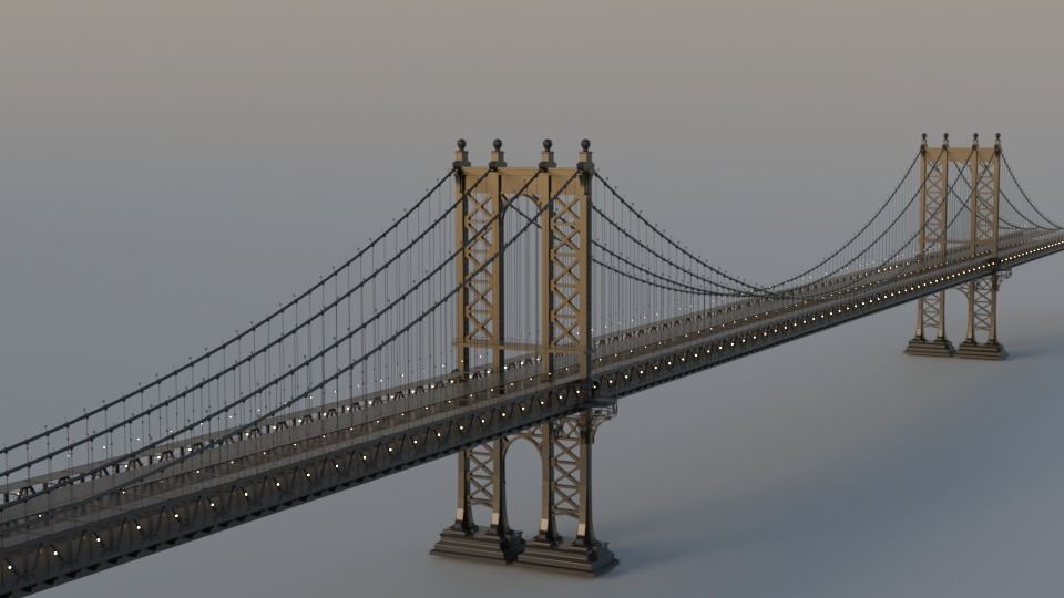 Manhattan Bridge simple 3D model_2