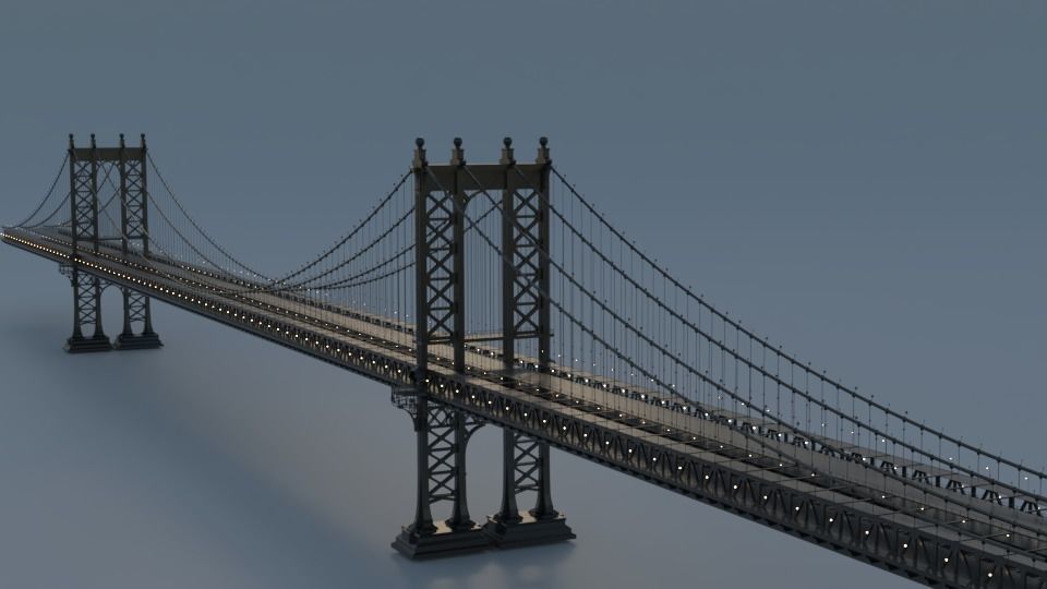 Manhattan Bridge simple 3D model_1