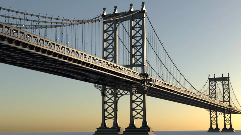 Manhattan Bridge simple 3D model_0