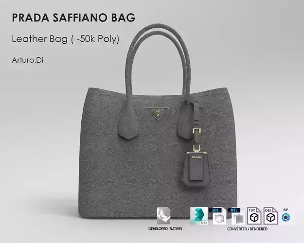 PRADA SAFFIANO LEATHER BAG  50K POLY Low-poly 3D model