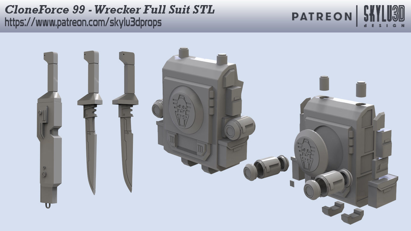 Clone Force 99 Wrecker Full Armor 3D print ready STL 3D print model_4