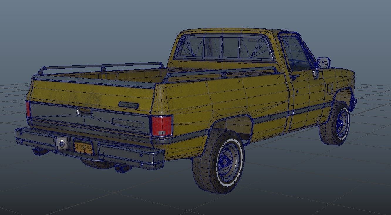 Chevrolet C10 1982 Yellow Low-poly 3D model_19