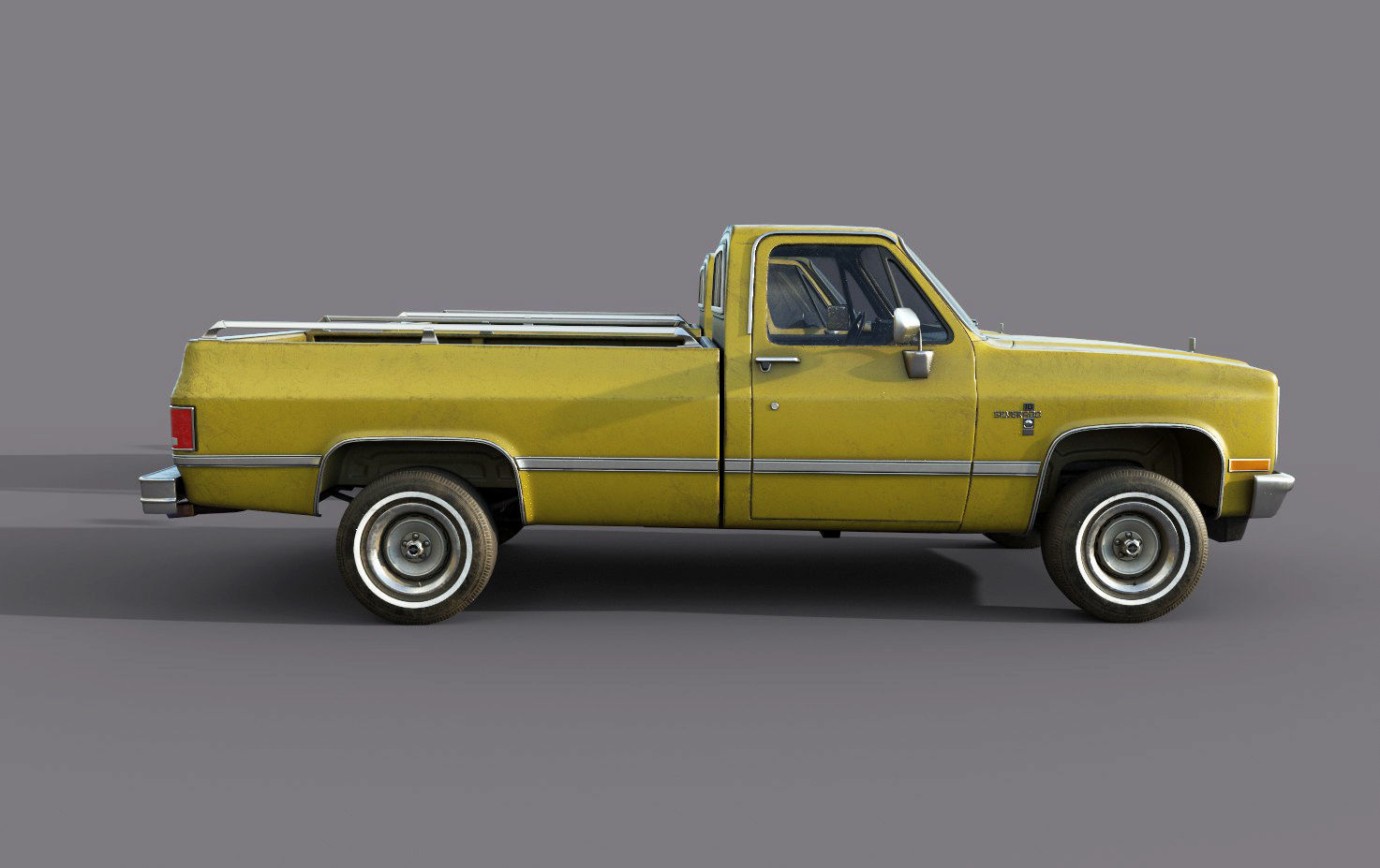 Chevrolet C10 1982 Yellow Low-poly 3D model_12