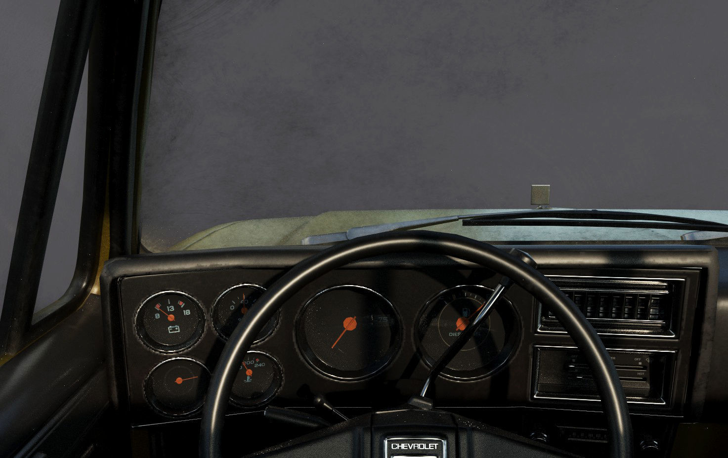 Chevrolet C10 1982 Yellow Low-poly 3D model_15