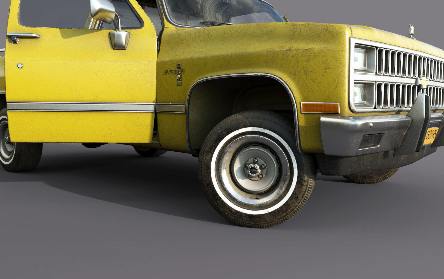 Chevrolet C10 1982 Yellow Low-poly 3D model_10