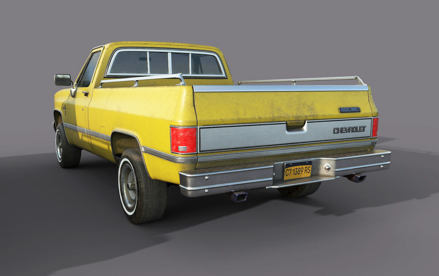 Chevrolet C10 1982 Yellow Low-poly 3D model_3