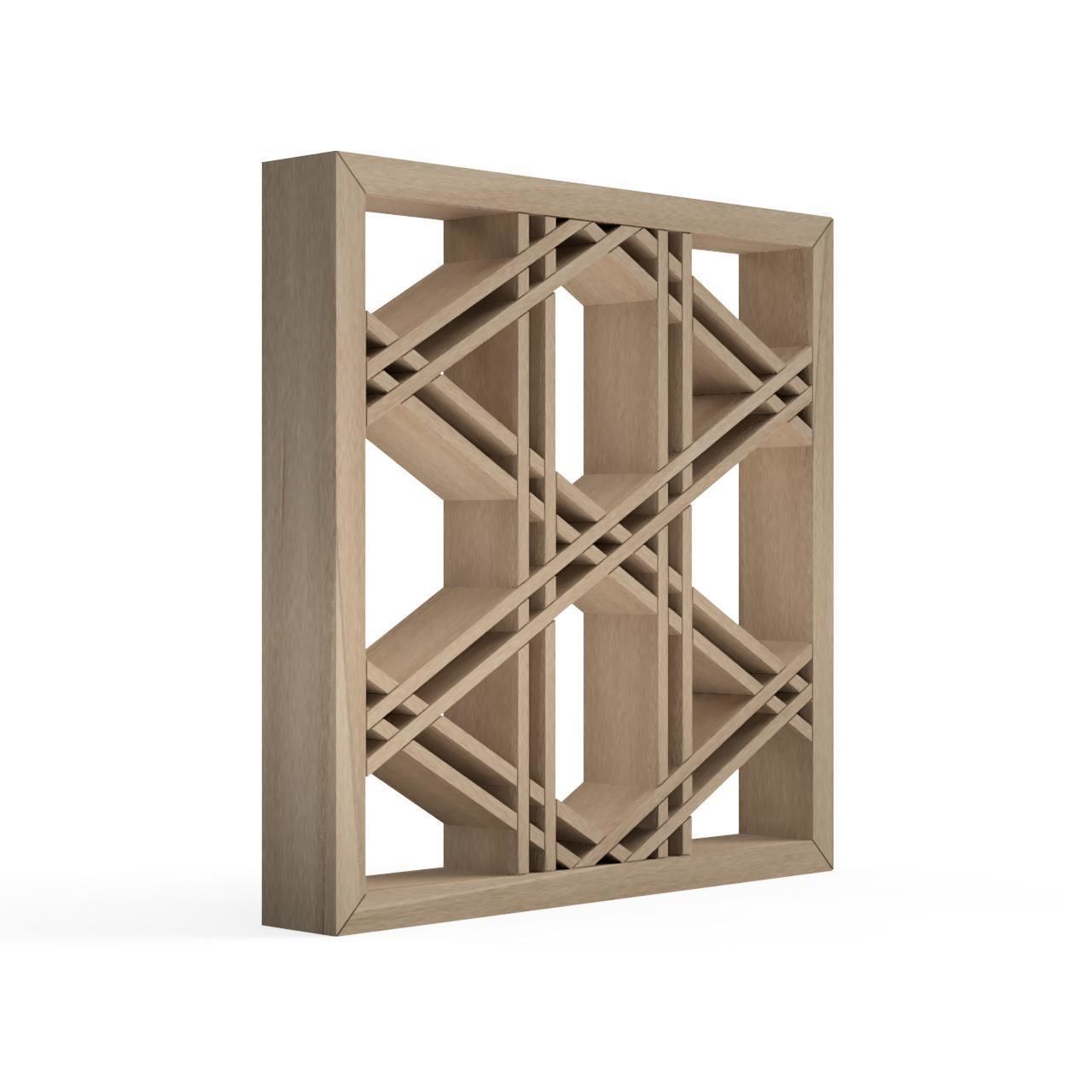 Futaekagome wooden frame with geometric design 3D print model_2