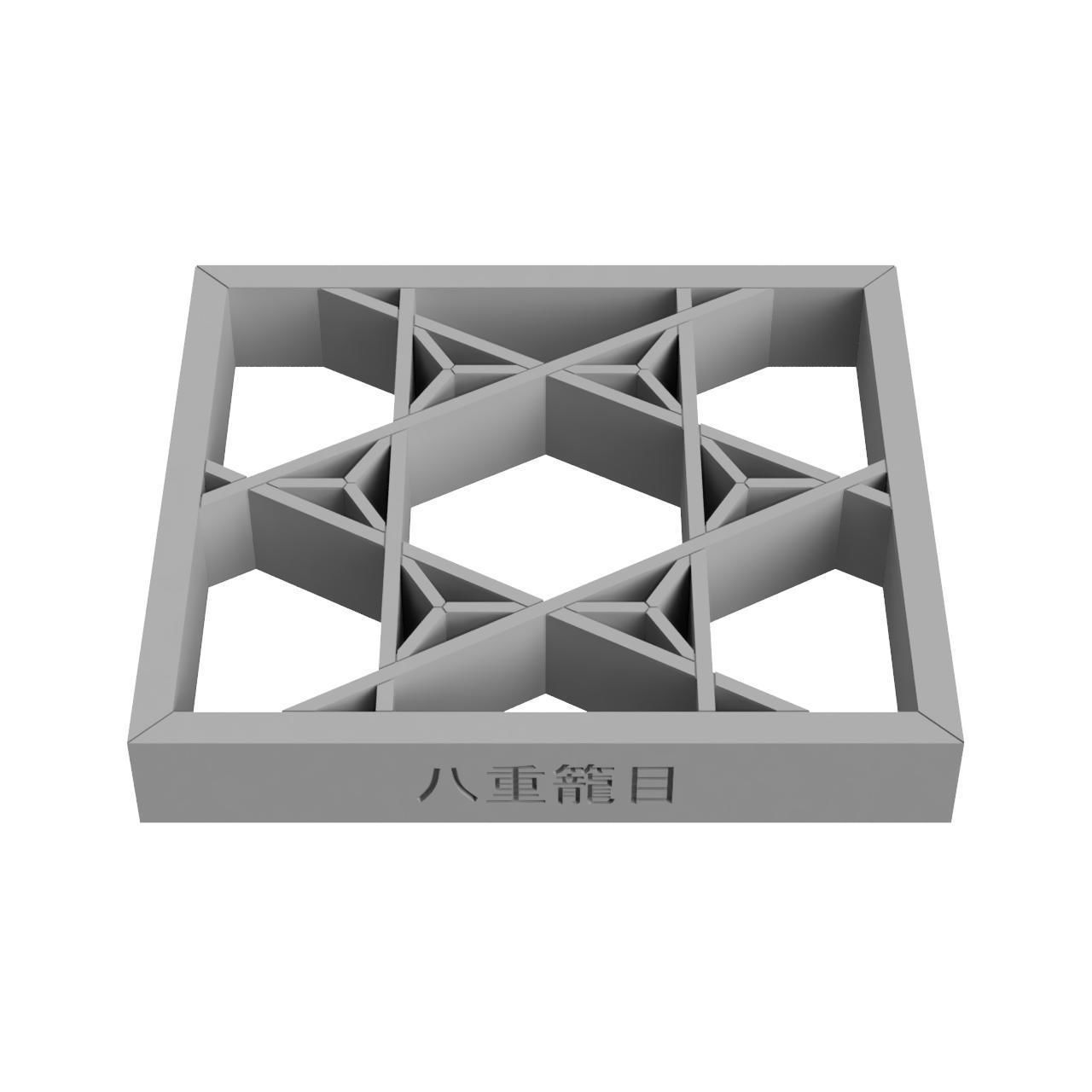 Yaekagome wooden frame with geometric design 3D print model_3
