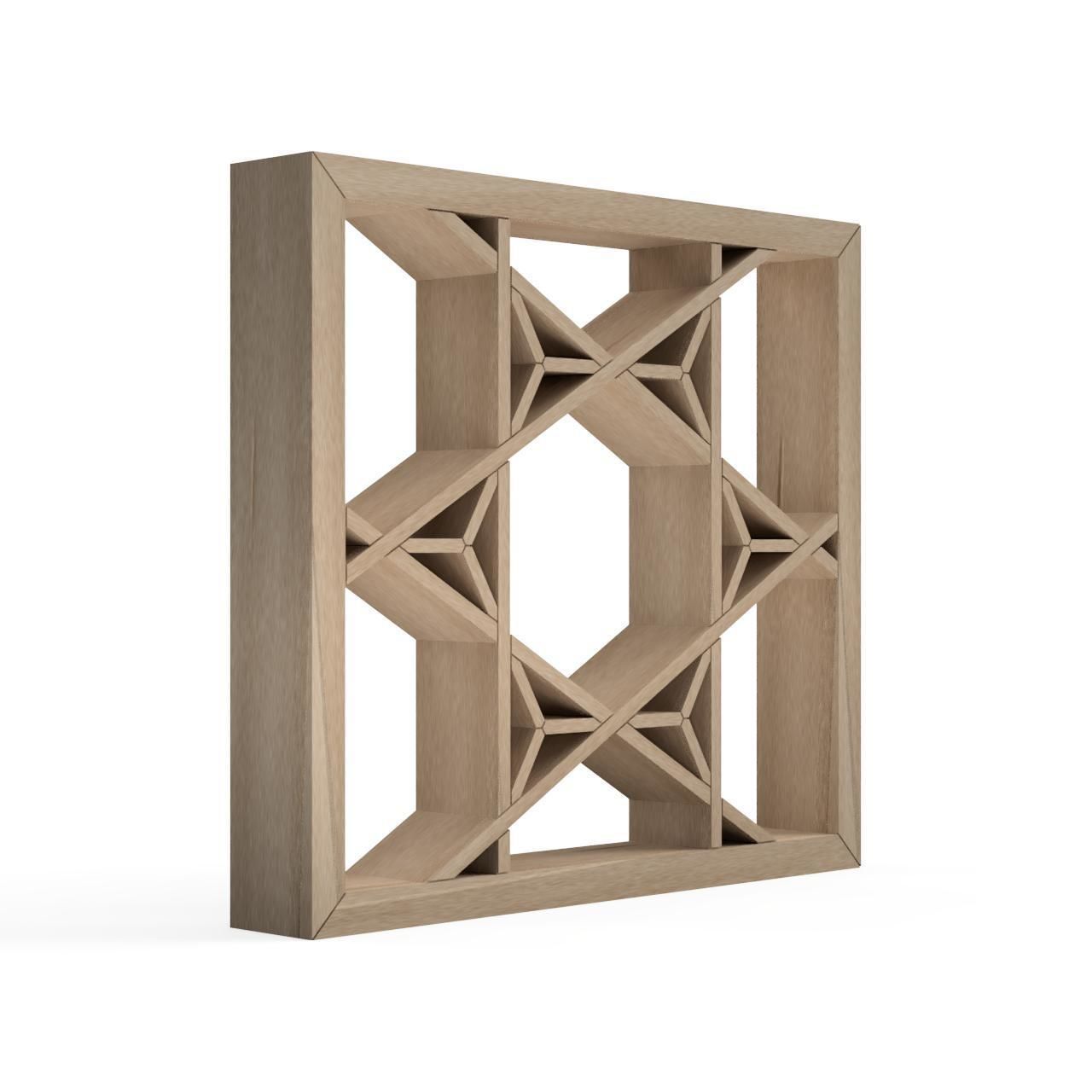 Yaekagome wooden frame with geometric design 3D print model_2