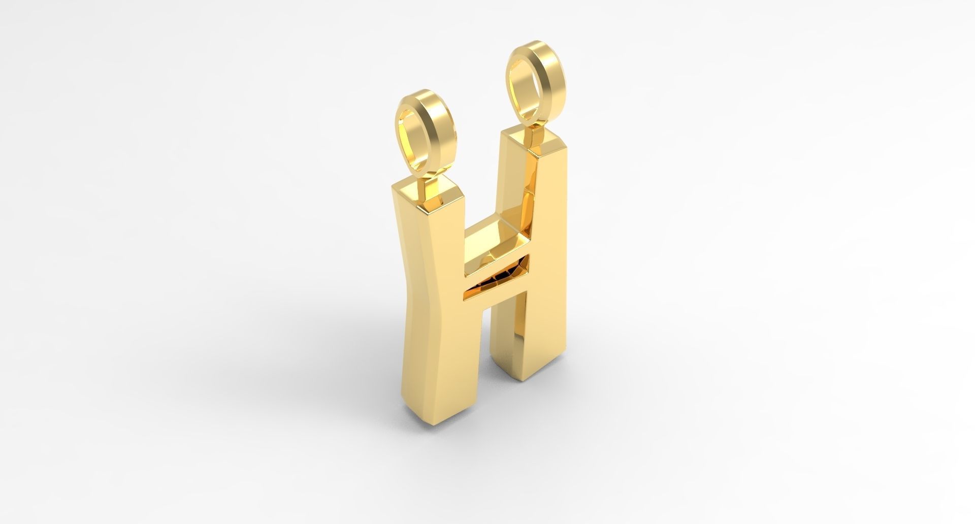 H Letter Pendant Gold 3D print model_2