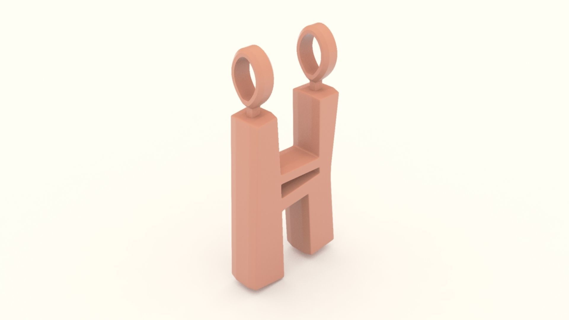 H Letter Pendant Gold 3D print model_4
