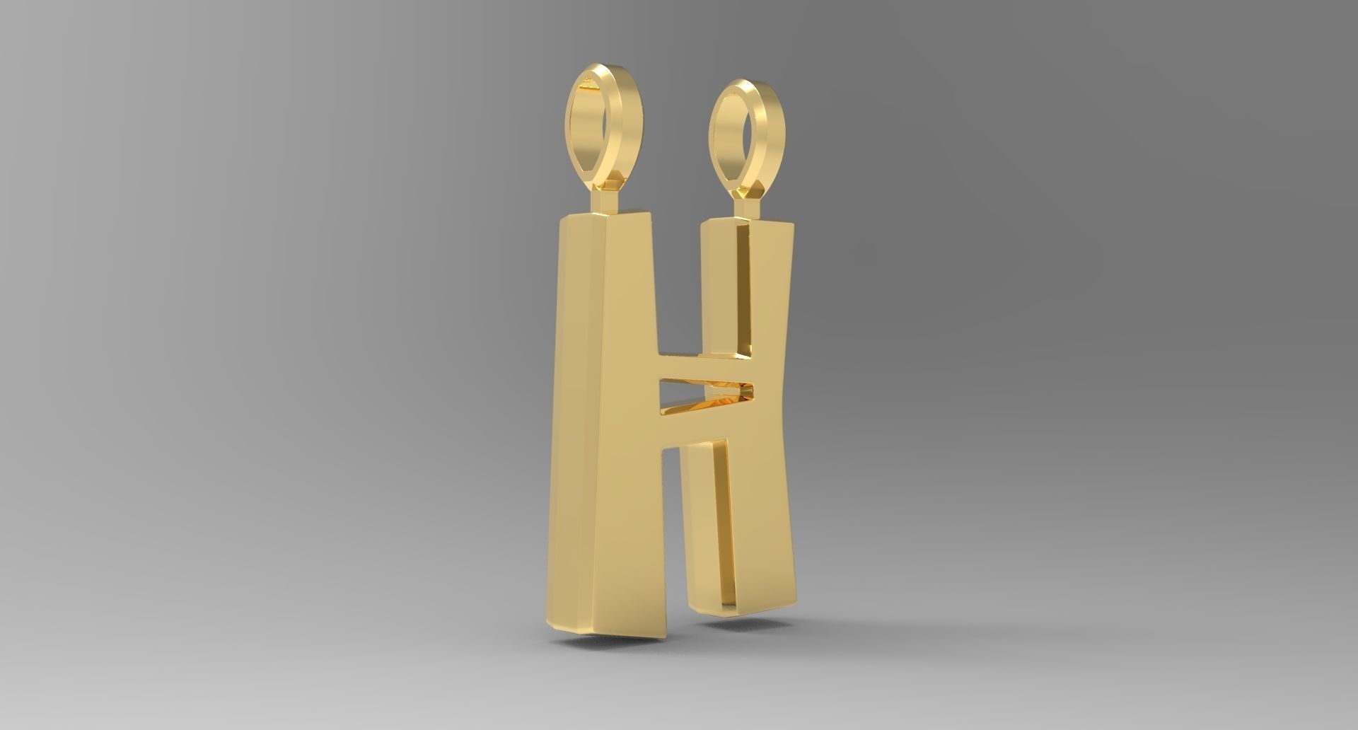 H Letter Pendant Gold 3D print model_3