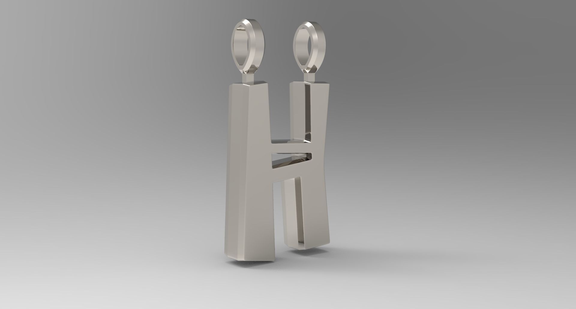 H Letter Pendant Platinum 3D print model_3