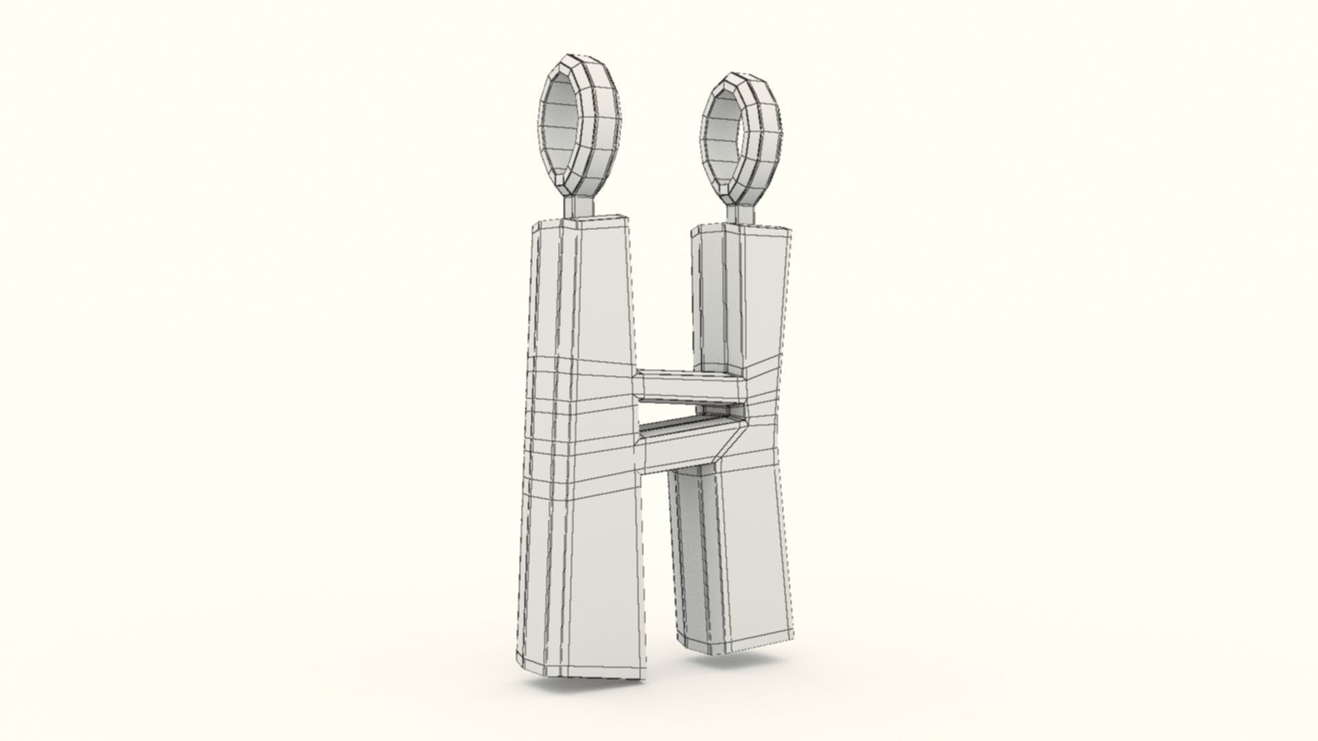 H Letter Pendant Platinum 3D print model_11