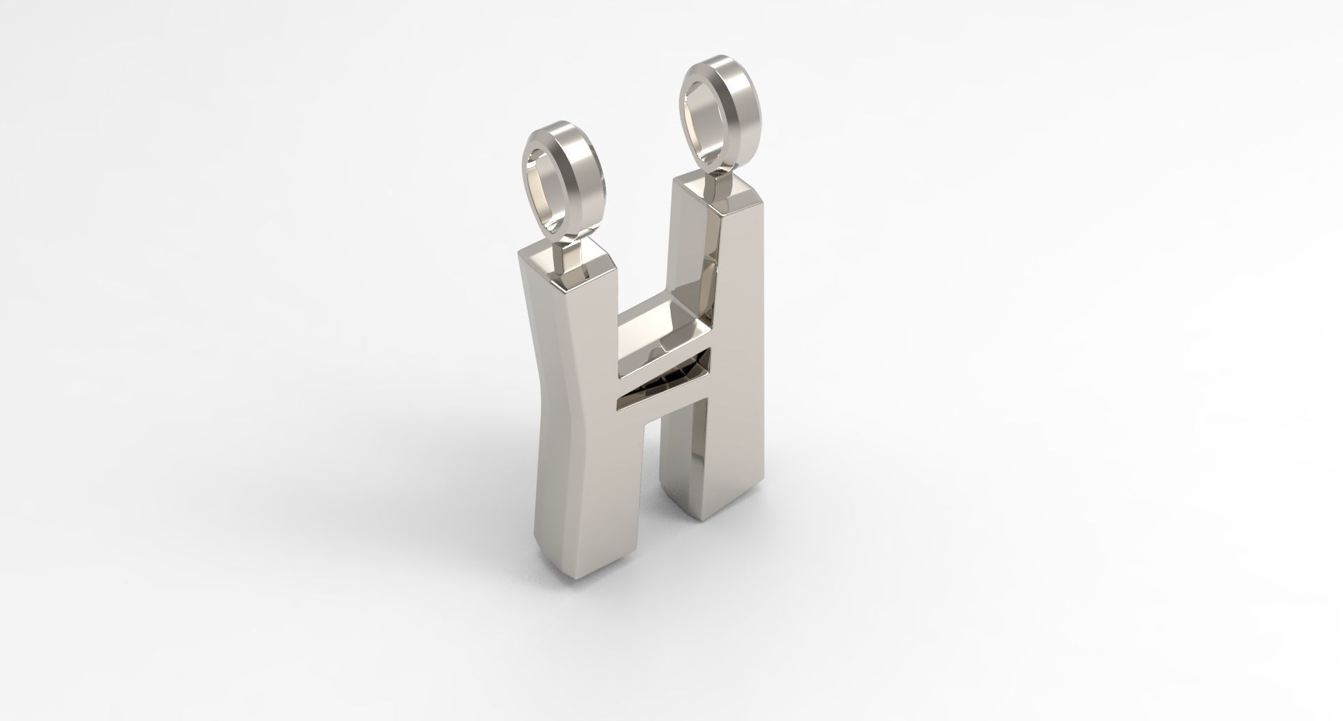 H Letter Pendant Platinum 3D print model_2