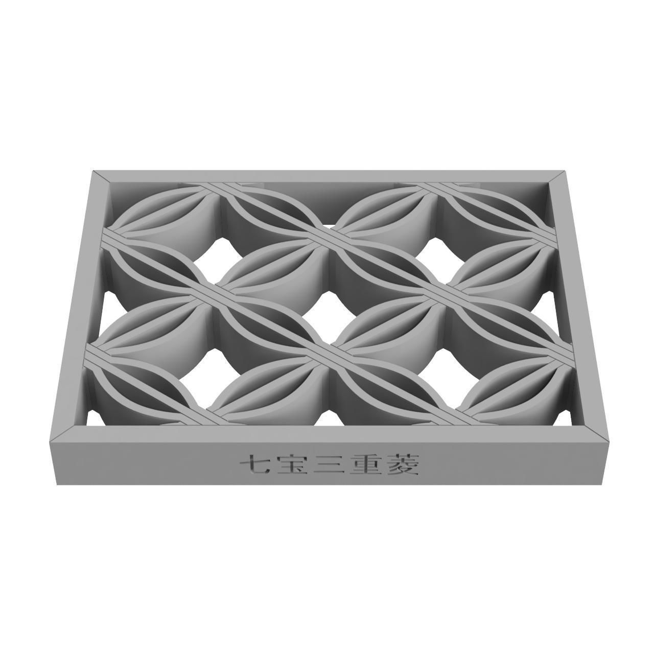 Shippomiebishi wooden frame with intricate design 3D print model_3