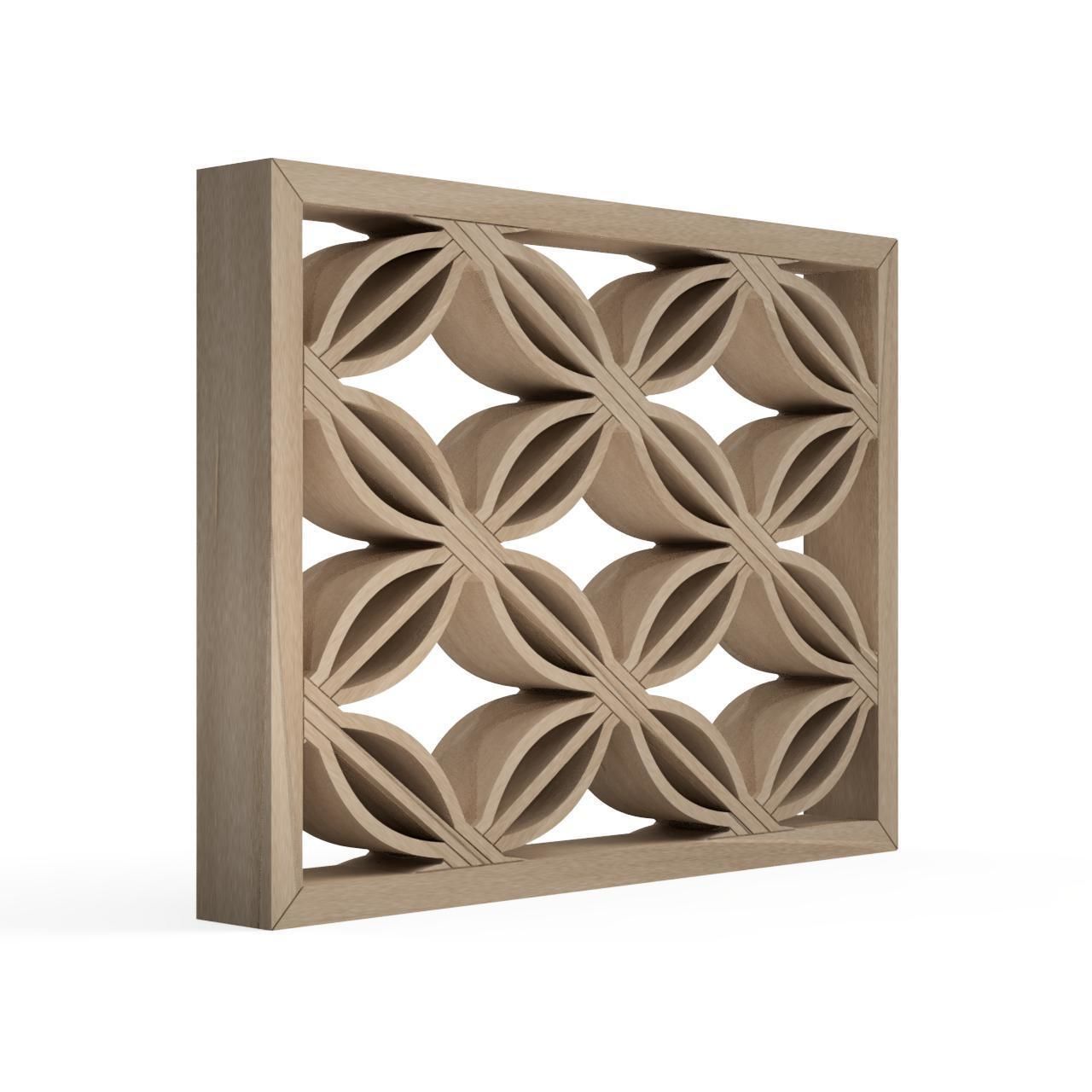 Shippomiebishi wooden frame with intricate design 3D print model_2