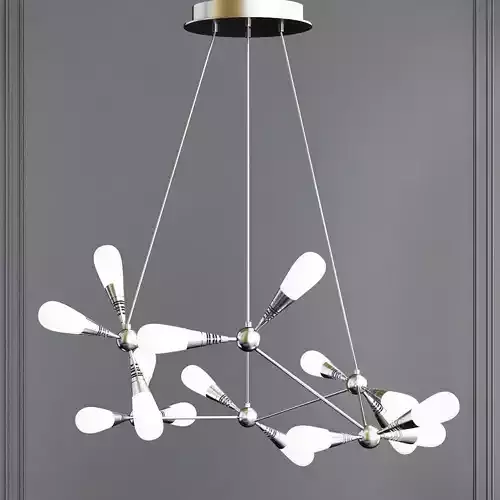 Chandelier low poly 3d model modern with balls hanging from it