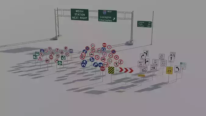 Traffic - Road Signs 3D Low Poly Pack Low-poly 3D model