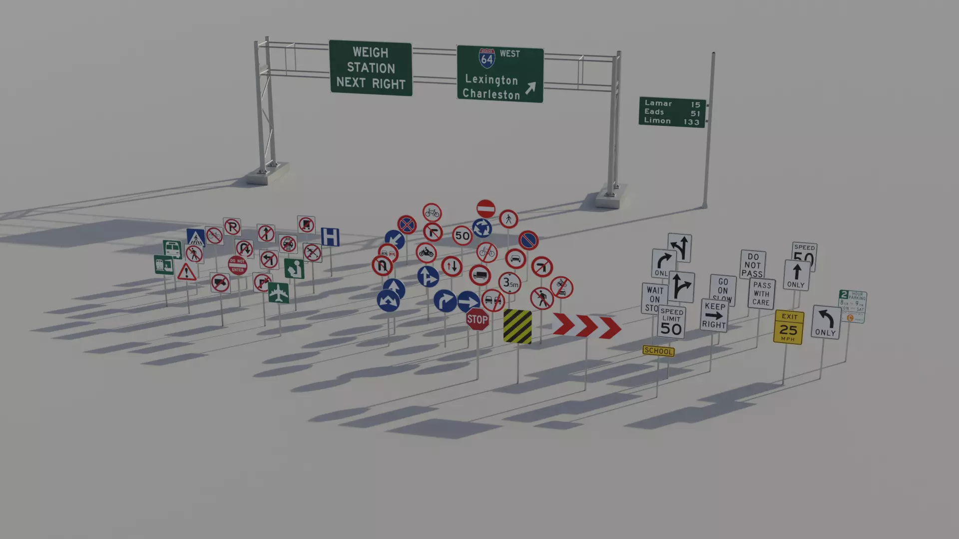 Traffic - Road Signs 3D Low Poly Pack Low-poly 3D model
