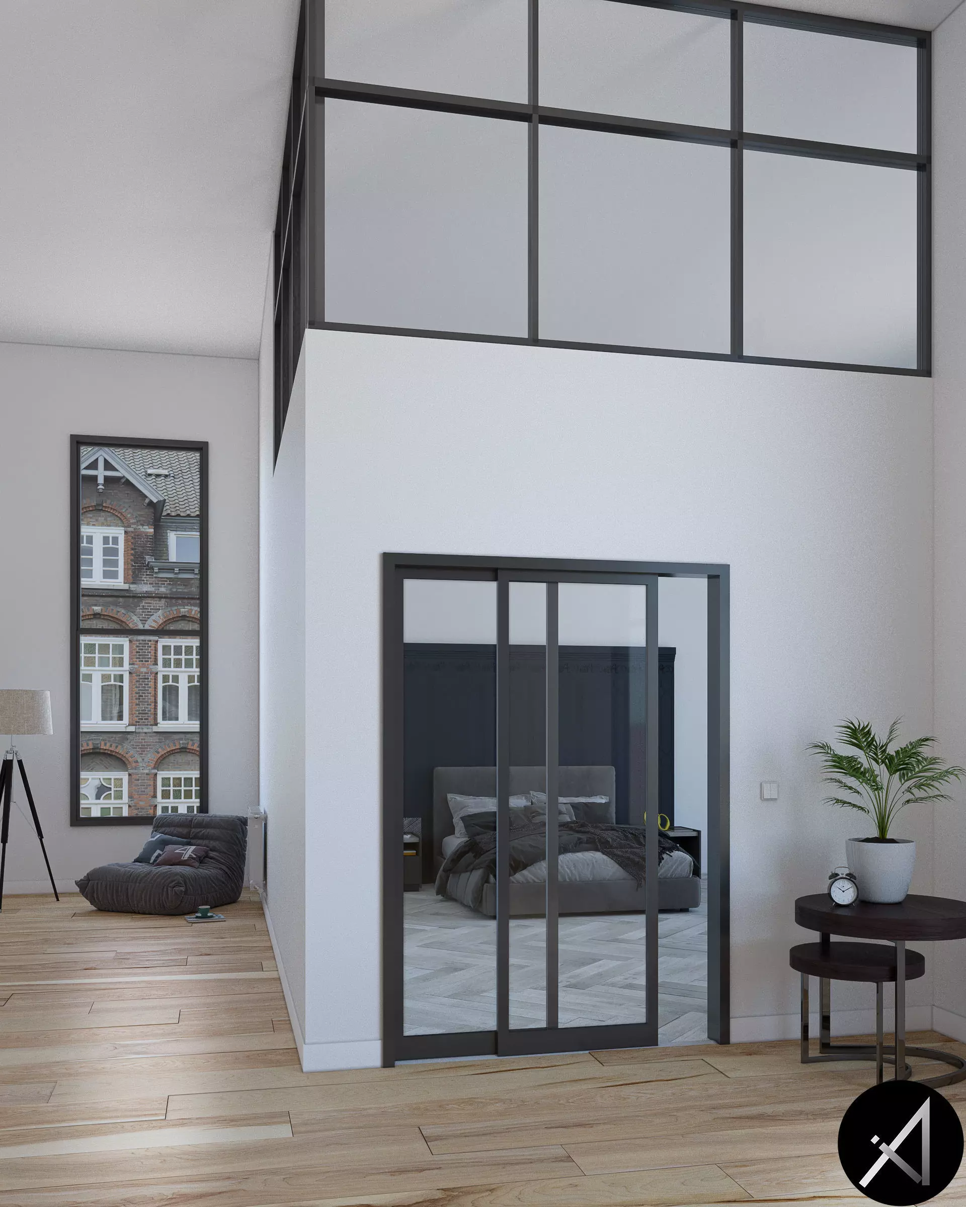 Minimalist Bedroom 3D model_0