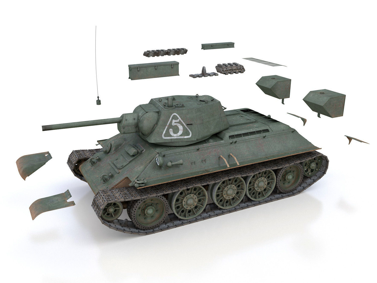 T-34-76 - Model 1942 - Soviet medium tank - 5 3D model_11