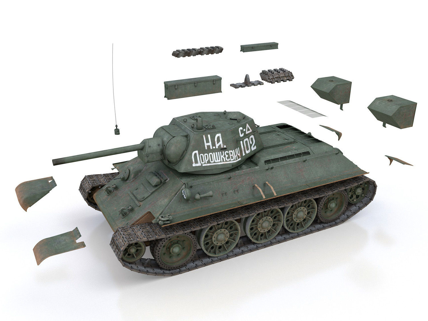T-34-76 - Model 1942 - Soviet medium tank - 102 3D model_11