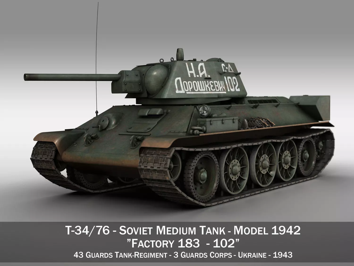 T-34-76 - Model 1942 - Soviet medium tank - 102 3D model_0