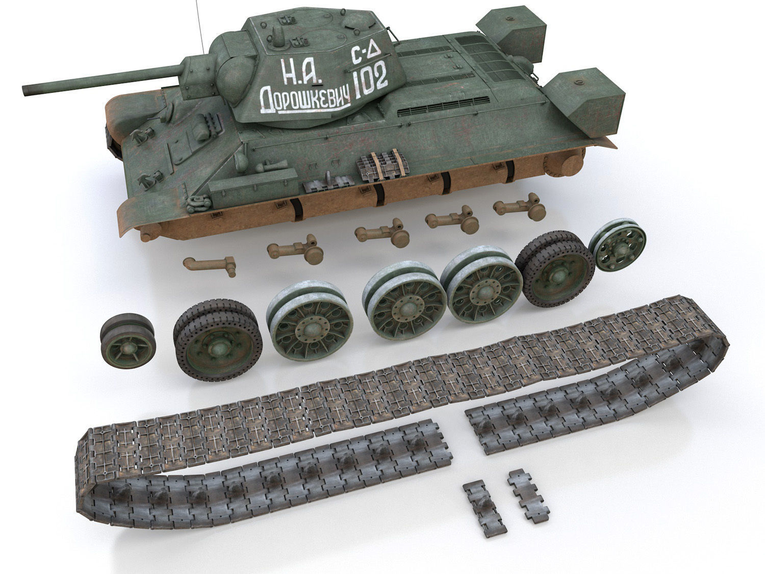 T-34-76 - Model 1942 - Soviet medium tank - 102 3D model_10
