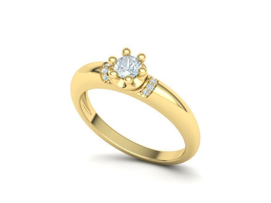 Promise Solitaire ring 4mm Stone Own design 3dmodel 3D print model_3