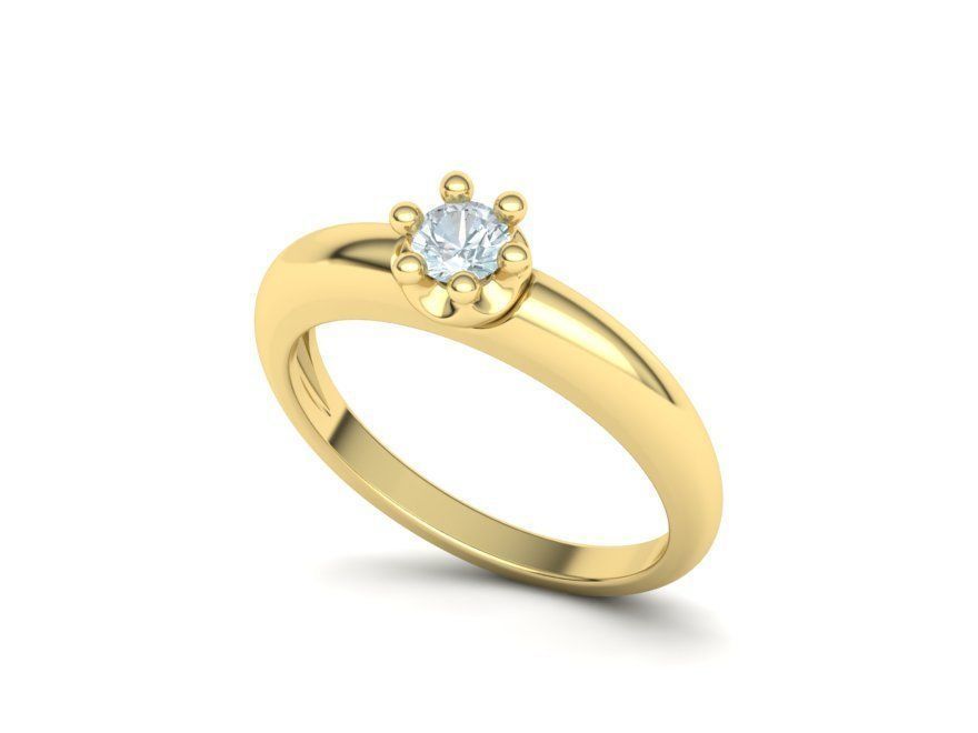 Promise Solitaire ring 4mm Stone Own design 3dmodel 3D print model_6