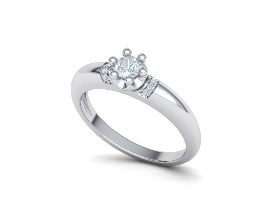 Promise Solitaire ring 4mm Stone Own design 3dmodel 3D print model_2