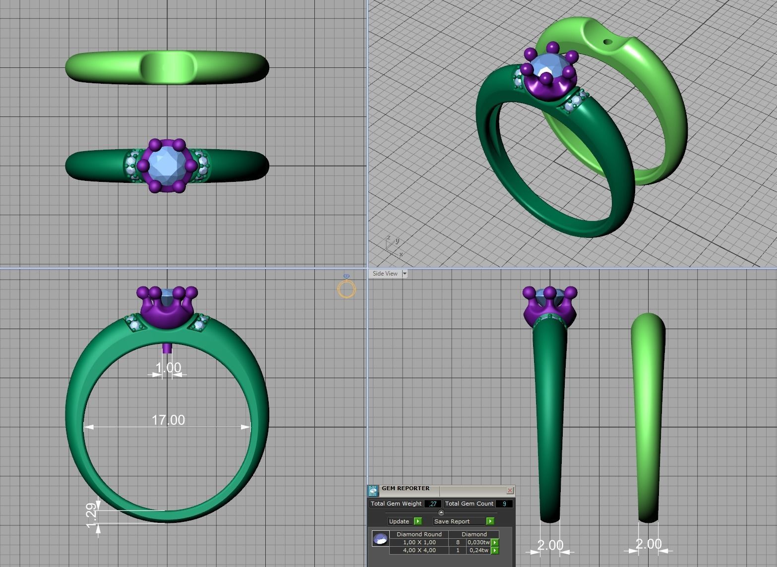 Promise Solitaire ring 4mm Stone Own design 3dmodel 3D print model_14