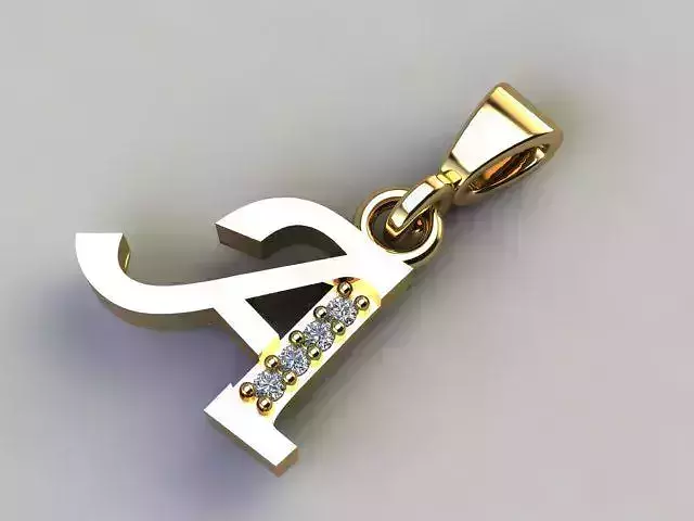 simple diamond necklace letter  -29 part -3d supported ready