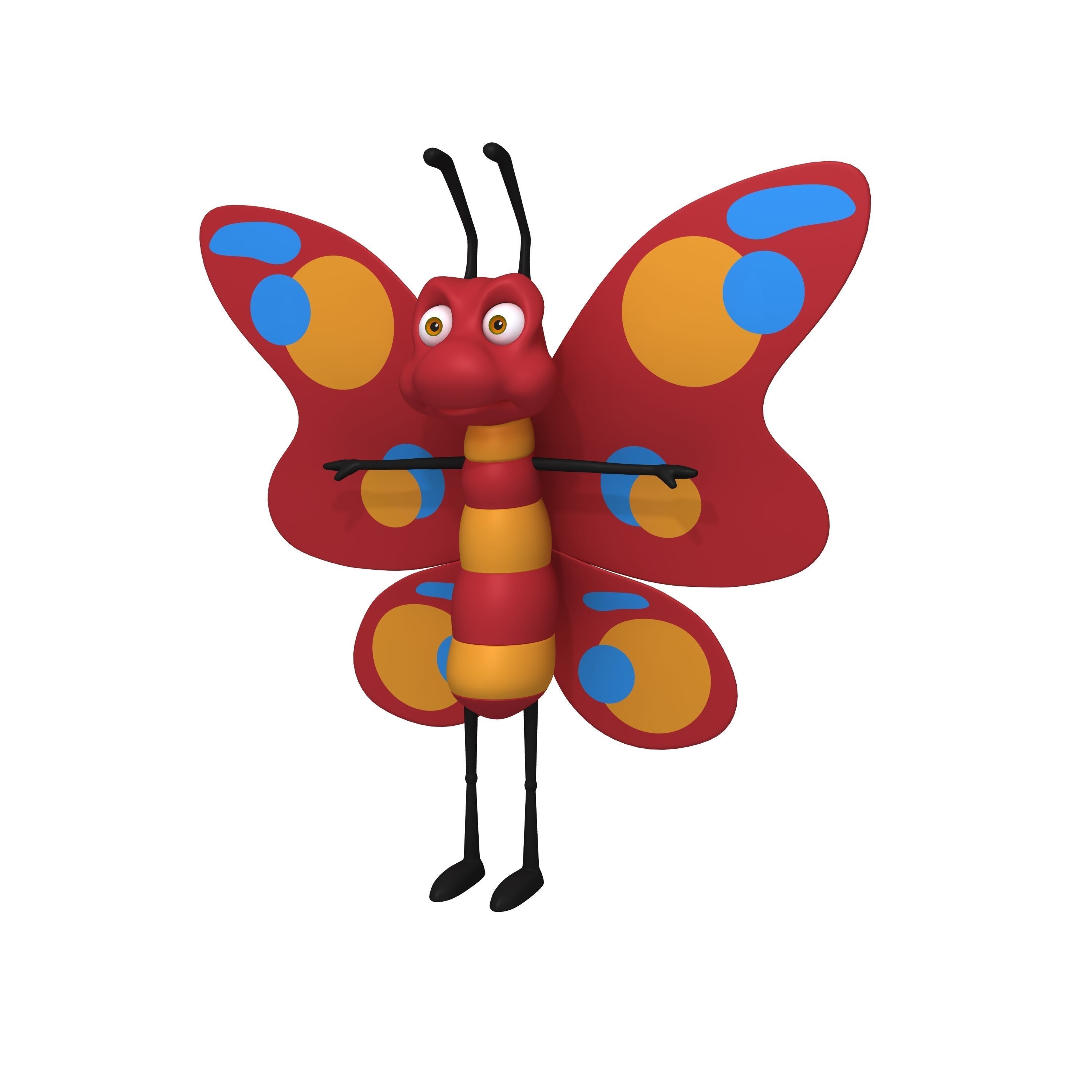 Butterfly Cartoon 3D model_9