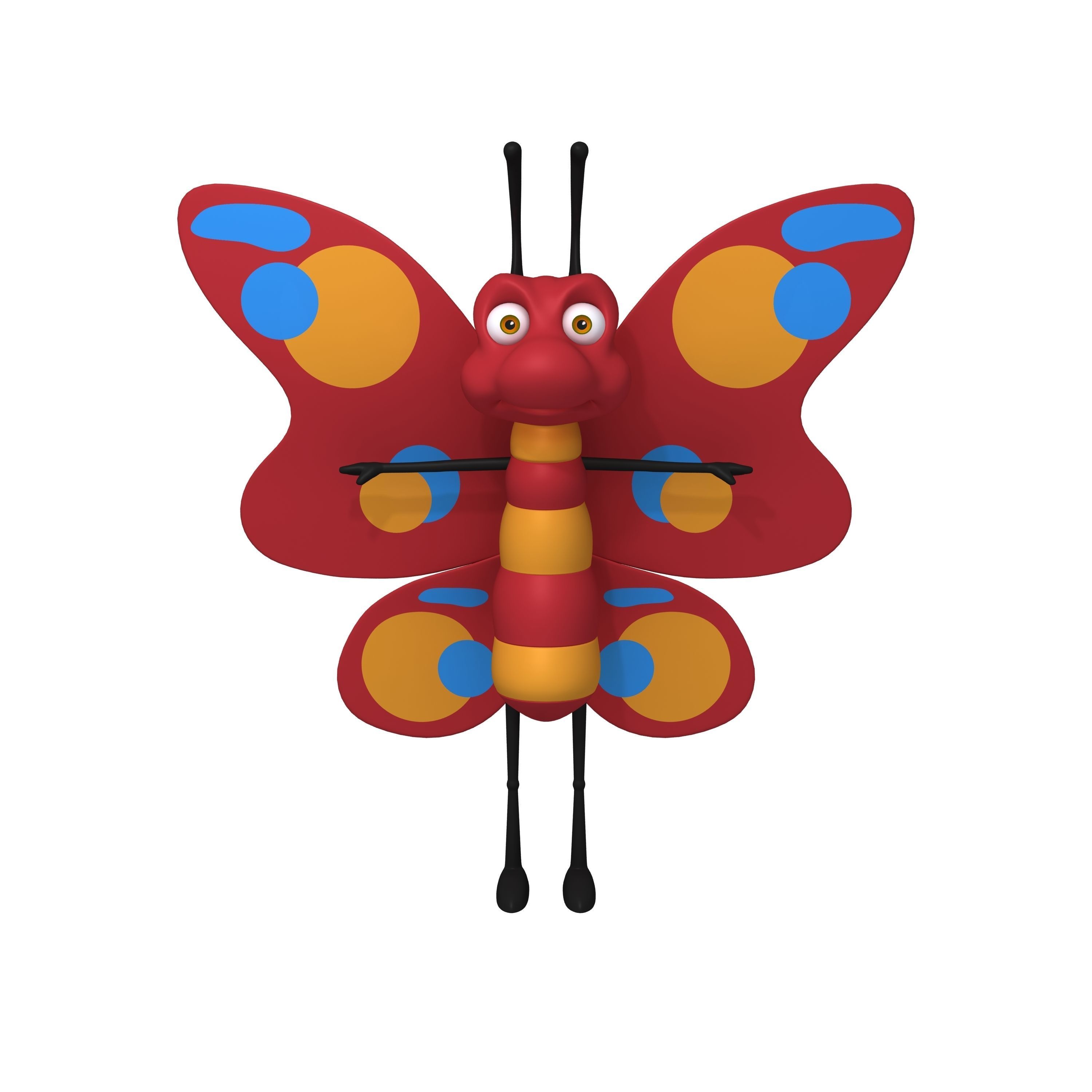 Butterfly Cartoon 3D model_6