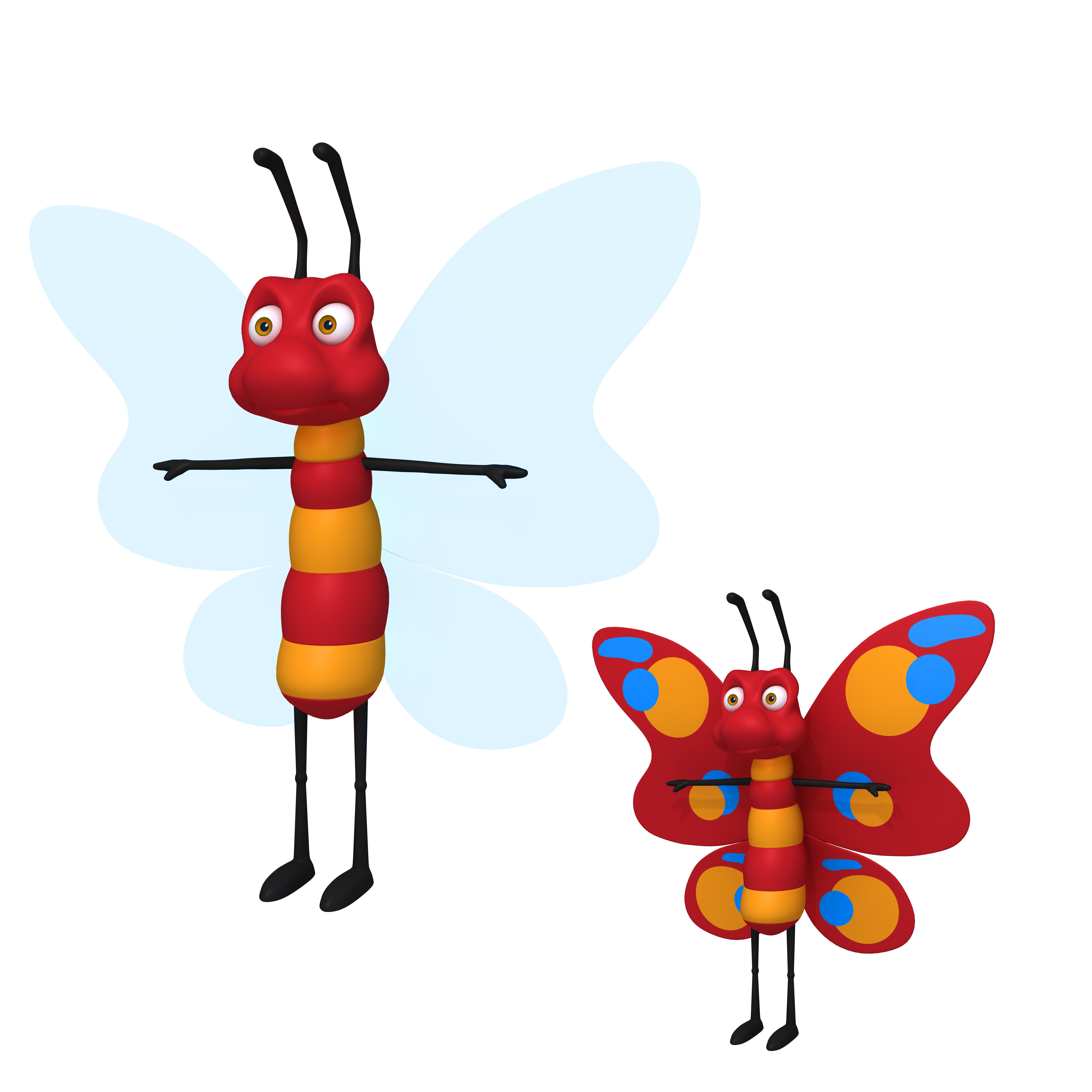 Butterfly Cartoon 3D model_1