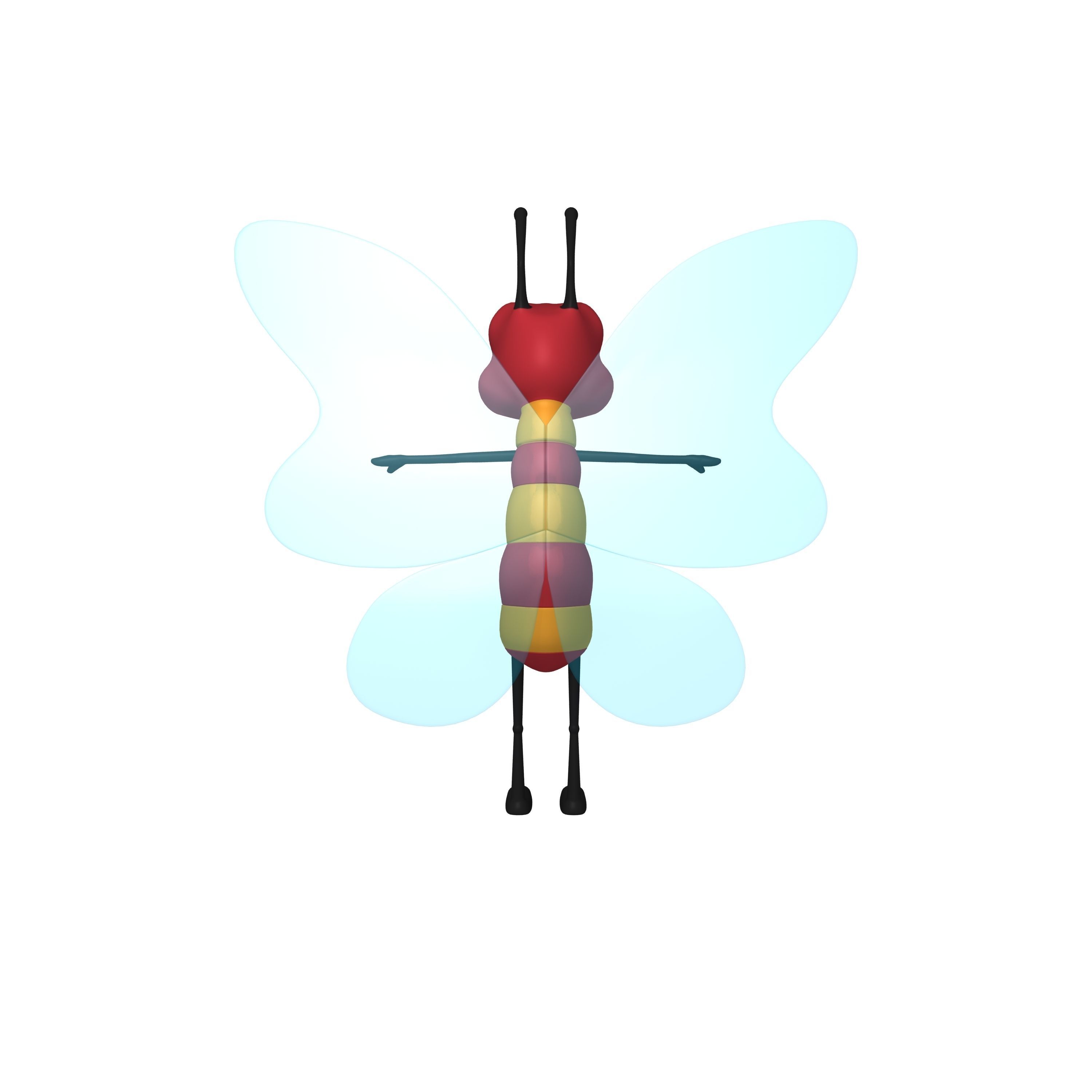 Butterfly Cartoon 3D model_4