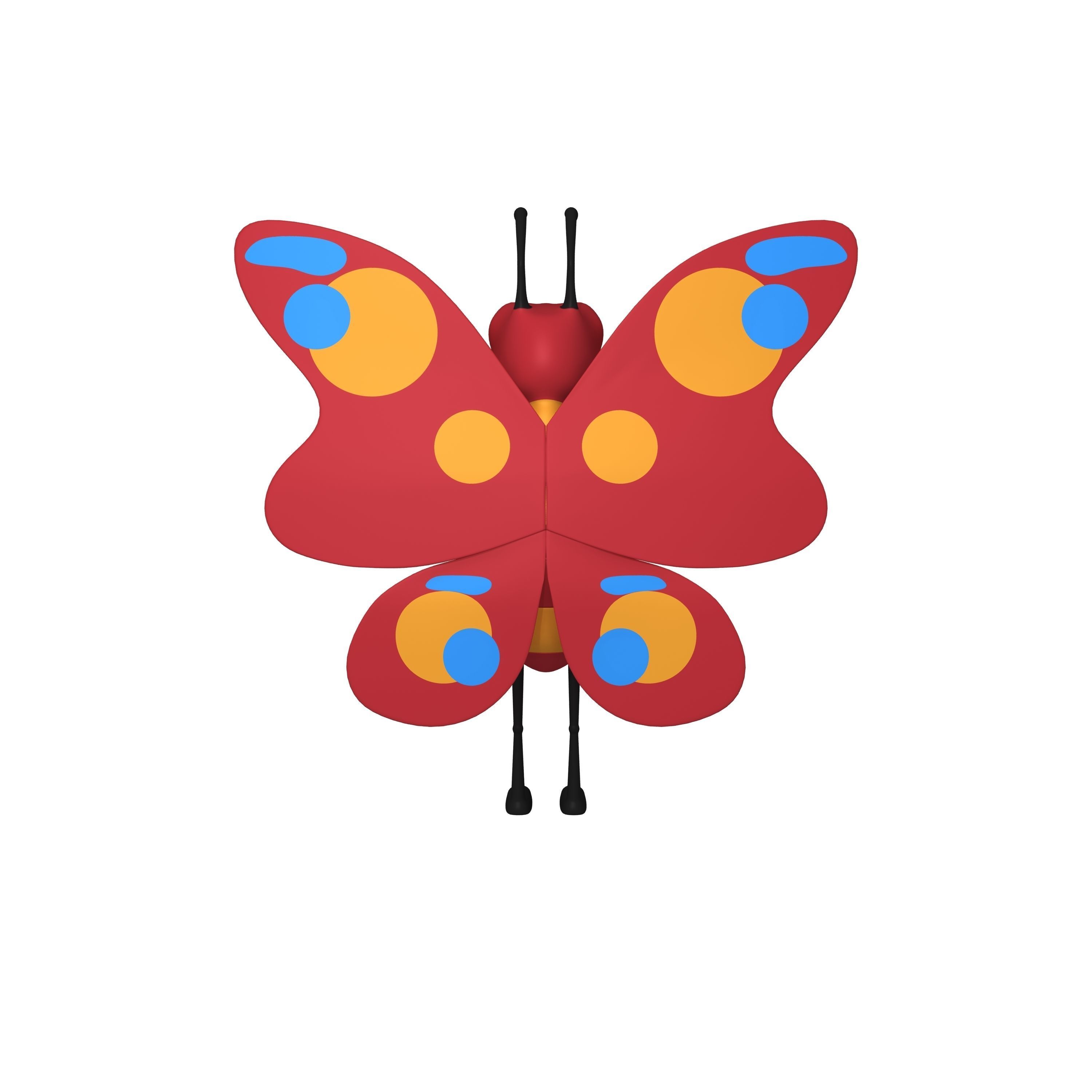 Butterfly Cartoon 3D model_8