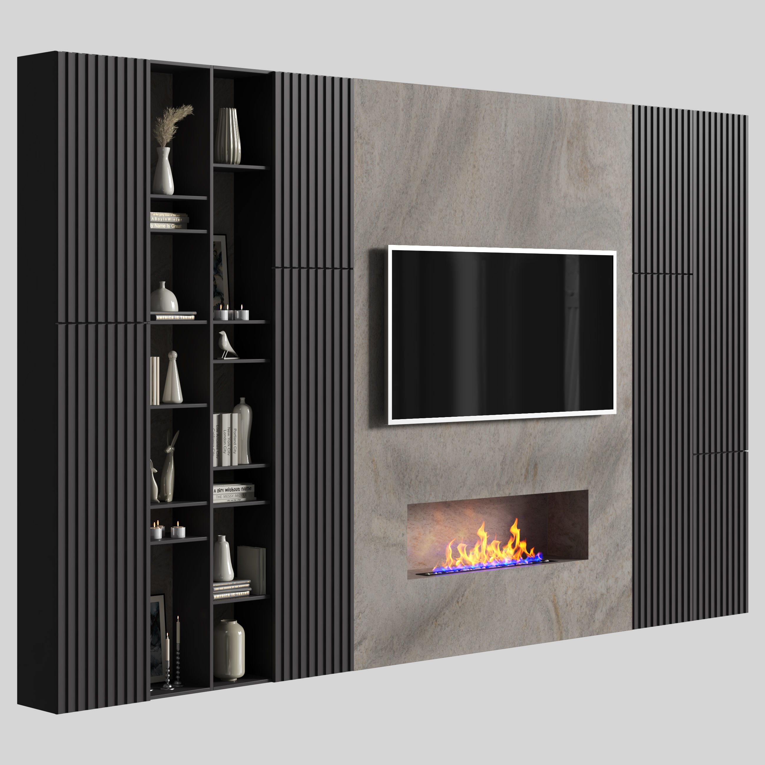 modern tv wall 18 3D model_1