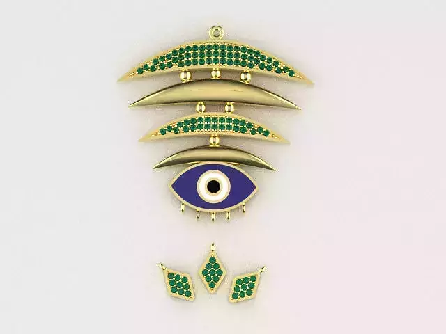 woman necklace enamel charm evil eye to protect n00004
