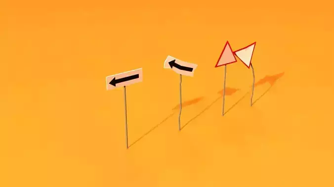 Post Apocalyptic Road Signs Low-poly 3D model