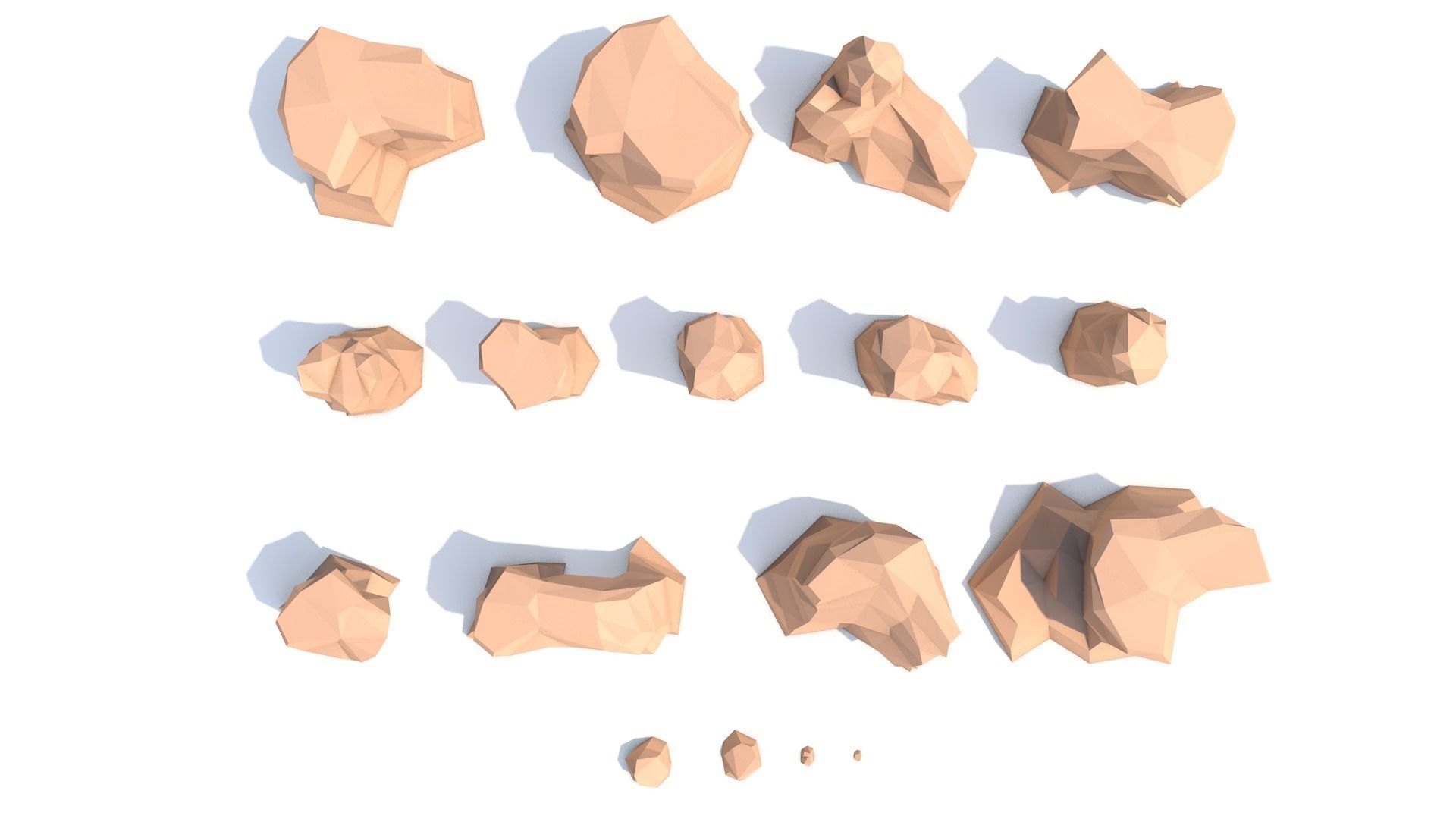 Low-poly Rock Set - Cartoon Desert Rocks Low-poly 3D model_5