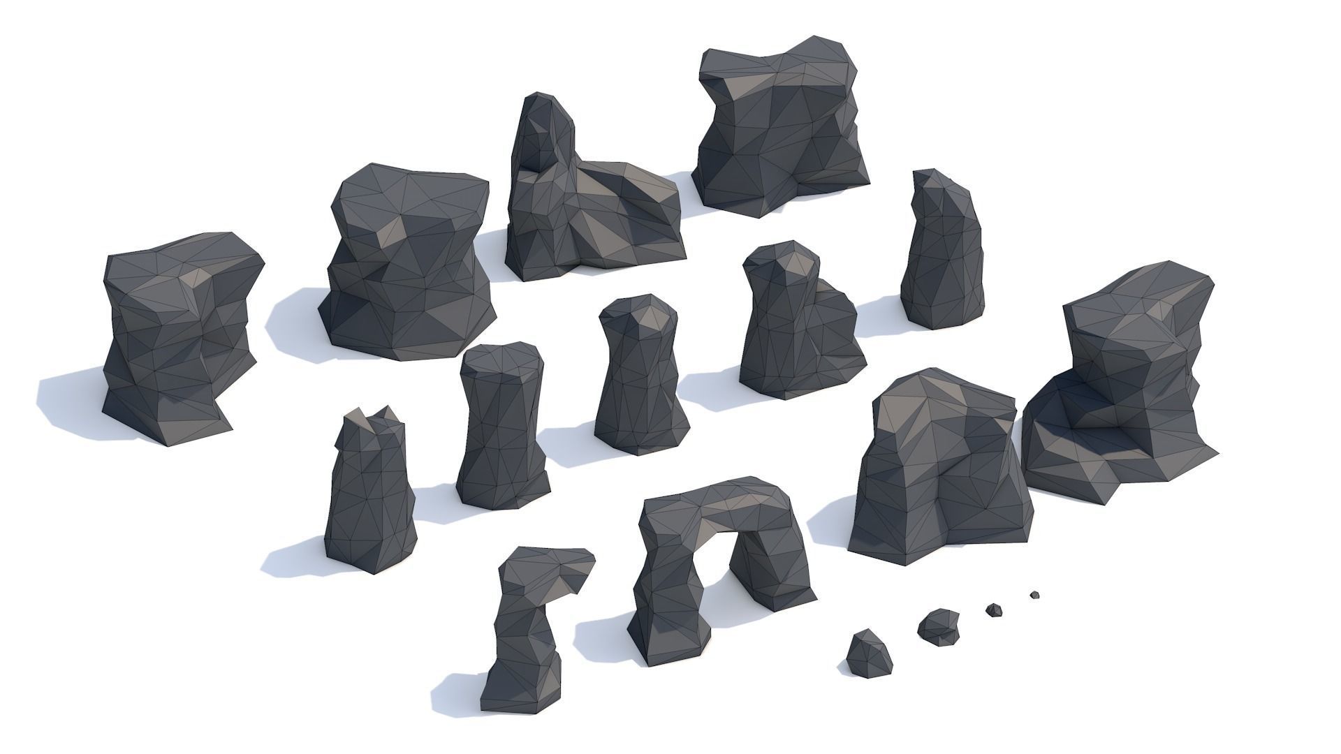 Low-poly Rock Set - Cartoon Desert Rocks Low-poly 3D model_14