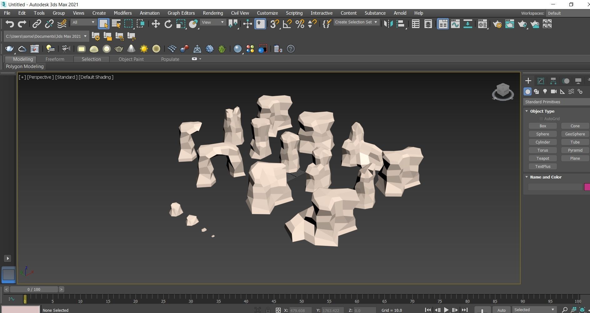 Low-poly Rock Set - Cartoon Desert Rocks Low-poly 3D model_12