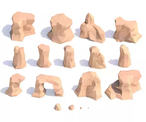 Low-poly Rock Set - Cartoon Desert Rocks