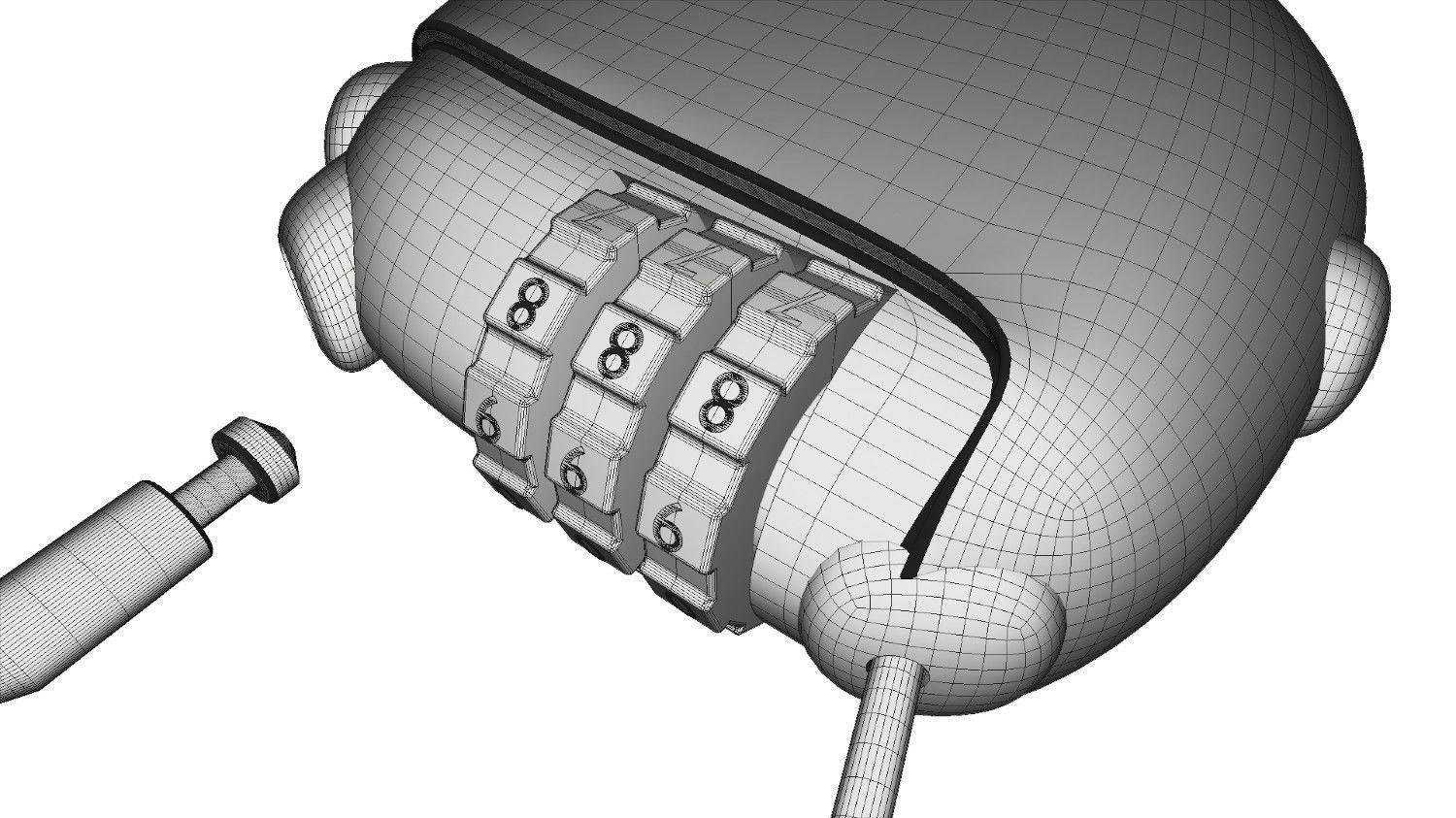 Retractable cable lock 3D model_9