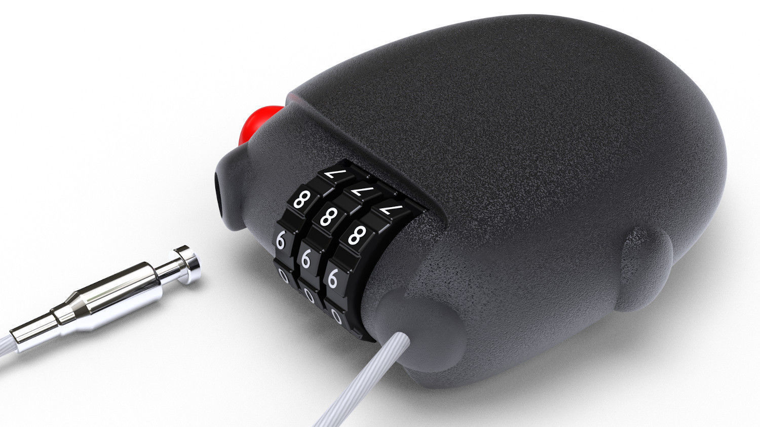 Retractable cable lock 3D model_2